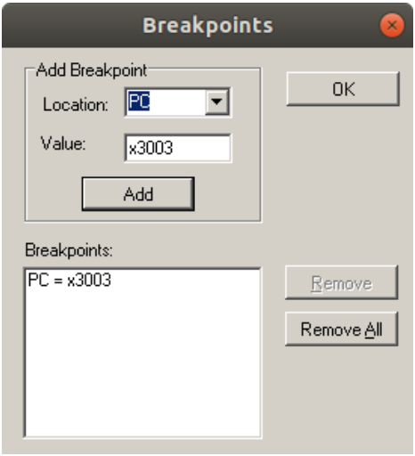 LC-3 Debugging Breakpoint Set Control